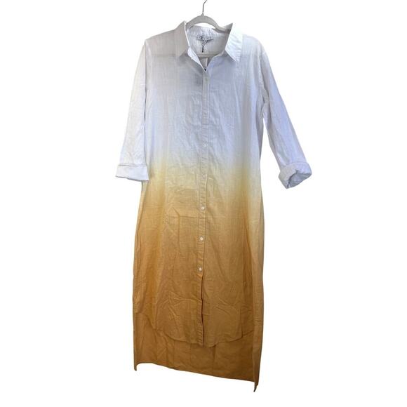 Collection by Cezele Womens S White/Mustard Maxi Dress/ Beach Cover-up Casual - Picture 1 of 7